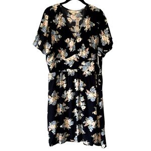 Loft Floral V-Neck Short Sleeve Dress NWT Size 14